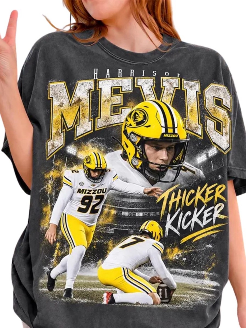 Comfort Colors Pepper T-Shirt with Yellow Graphic Mizzou Football